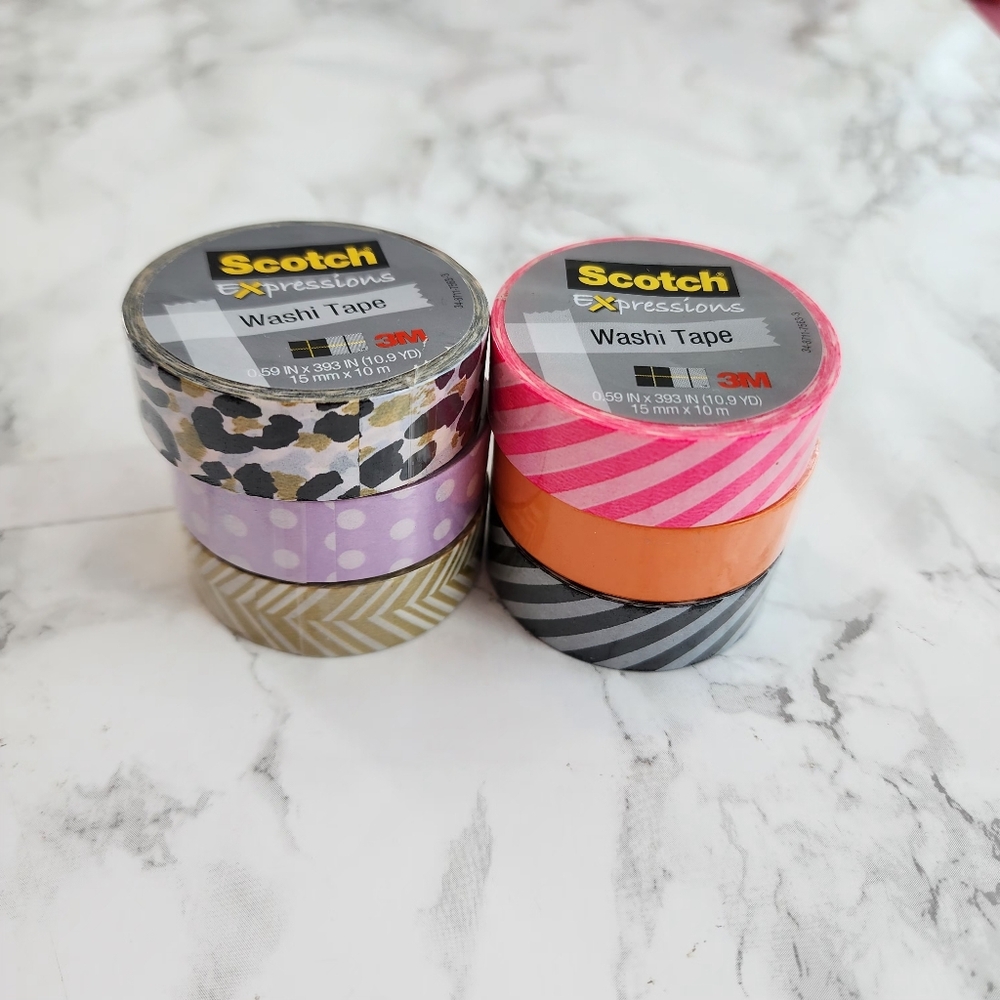 6 Decorative Scotch Washi Tape Set - Multicolor